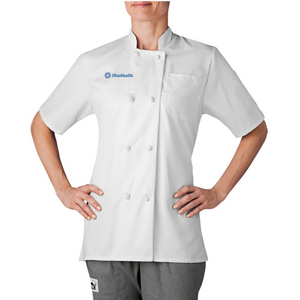 Ladies' Short Sleeve Primary Cloth Knot Button Chef Jacket